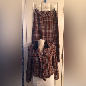 Vintage Ivy Living 2 pc jacket skirt set plaid medium